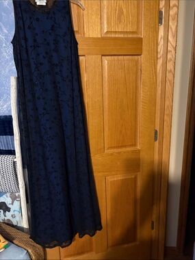Byer California Navy Embroidered Full length dress